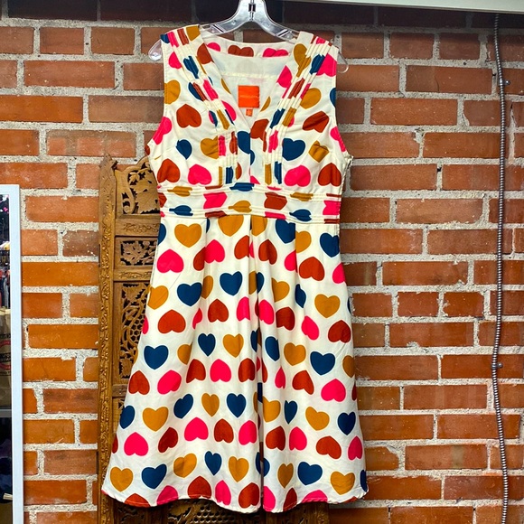 Modcloth Dresses & Skirts - ModCloth surely sweet heart print vneck sleeveless dress side zipper cottonpoly.